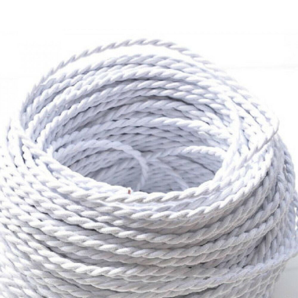 5 Meter 3 Core Braided Twisted Fabric Cable in various colors, ideal for vintage lighting projects.