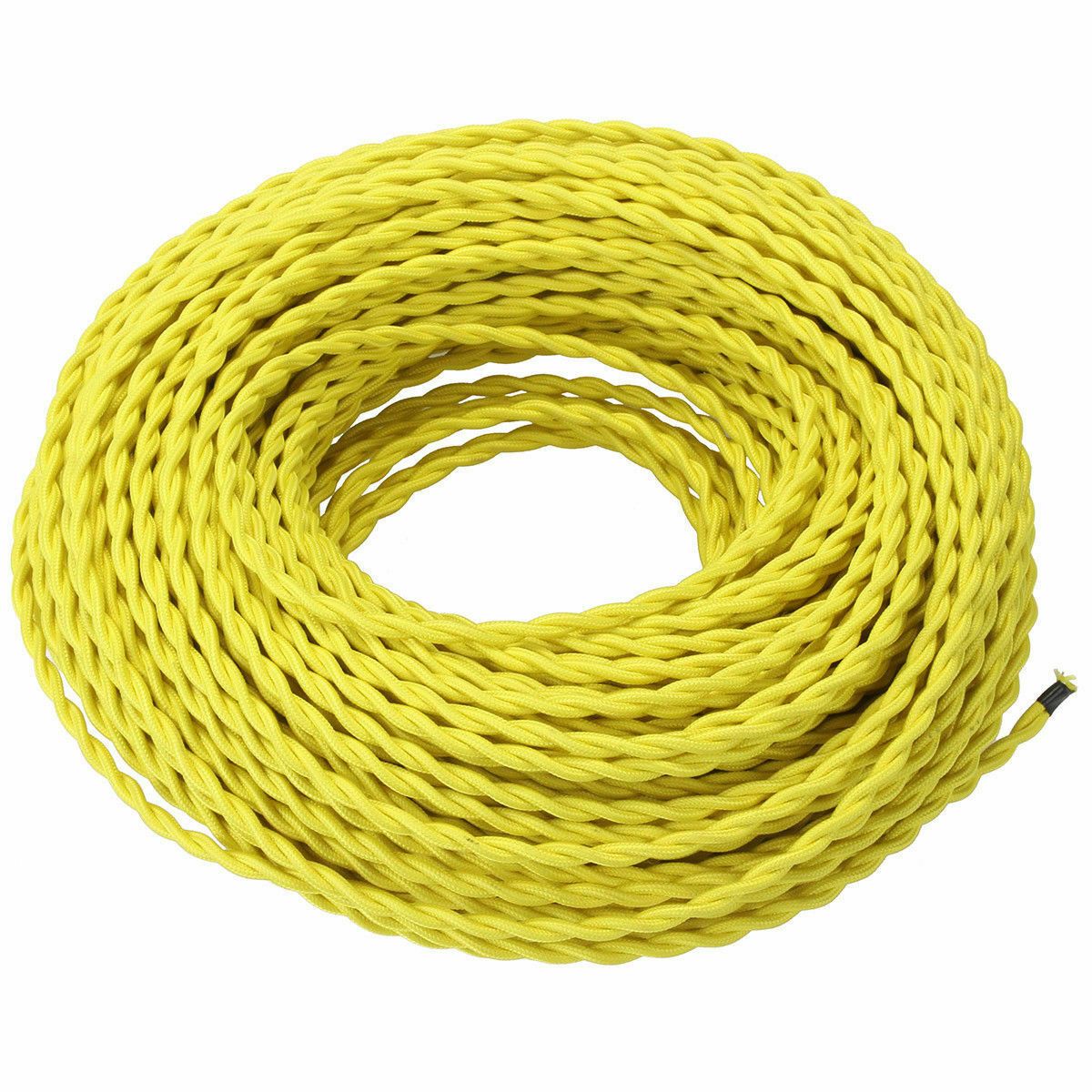 5 Meter 3 Core Braided Twisted Fabric Cable in various colors, ideal for vintage lighting projects.