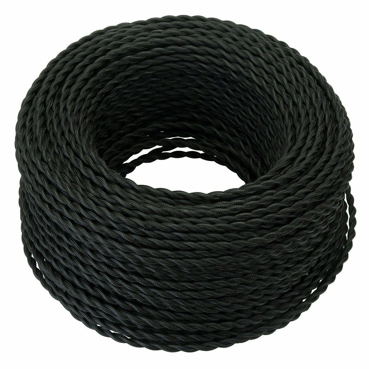 5 Meter 3 Core Braided Twisted Fabric Cable in various colors, ideal for vintage lighting projects.