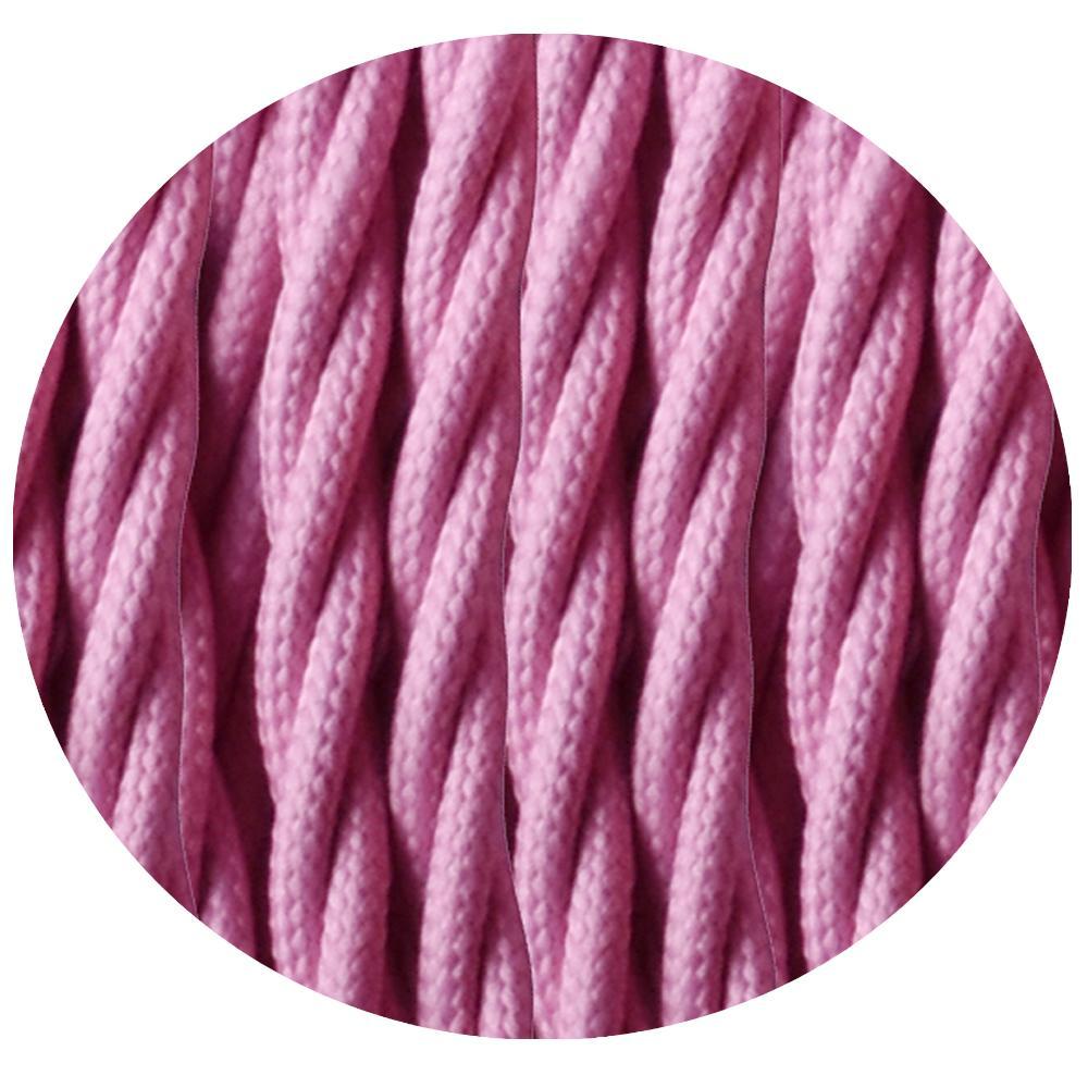 5m baby pink 2 core twisted electric fabric cable, ideal for vintage lighting projects.