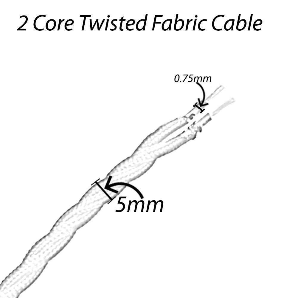 5m Orange 2 Core Twisted Electric Fabric Cable, perfect for vintage lighting projects, showcasing its braided design and vibrant color.