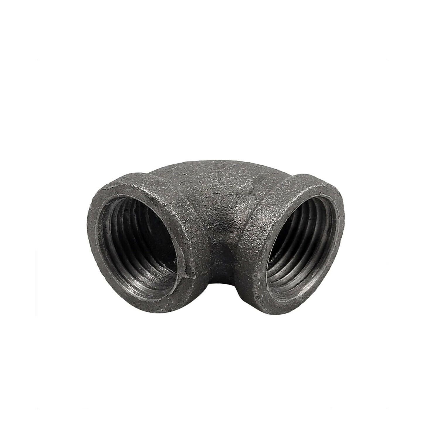 90 Elbow Black Malleable Iron Pipe Fitting showcasing its durable cast iron material and antique style.