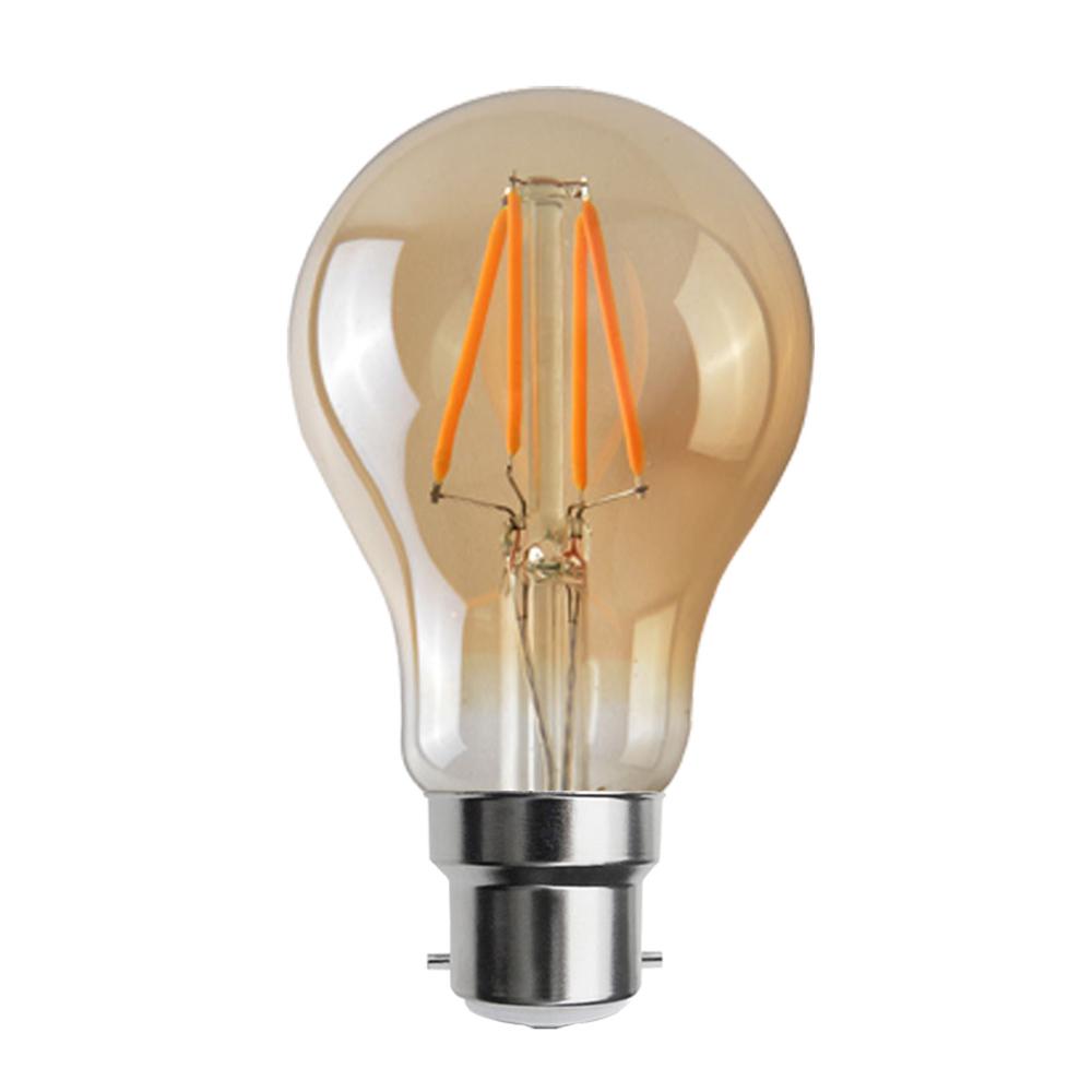 A60 B22 4W Dimmable Vintage Filament LED Bulb showcasing its classic design and warm glow.