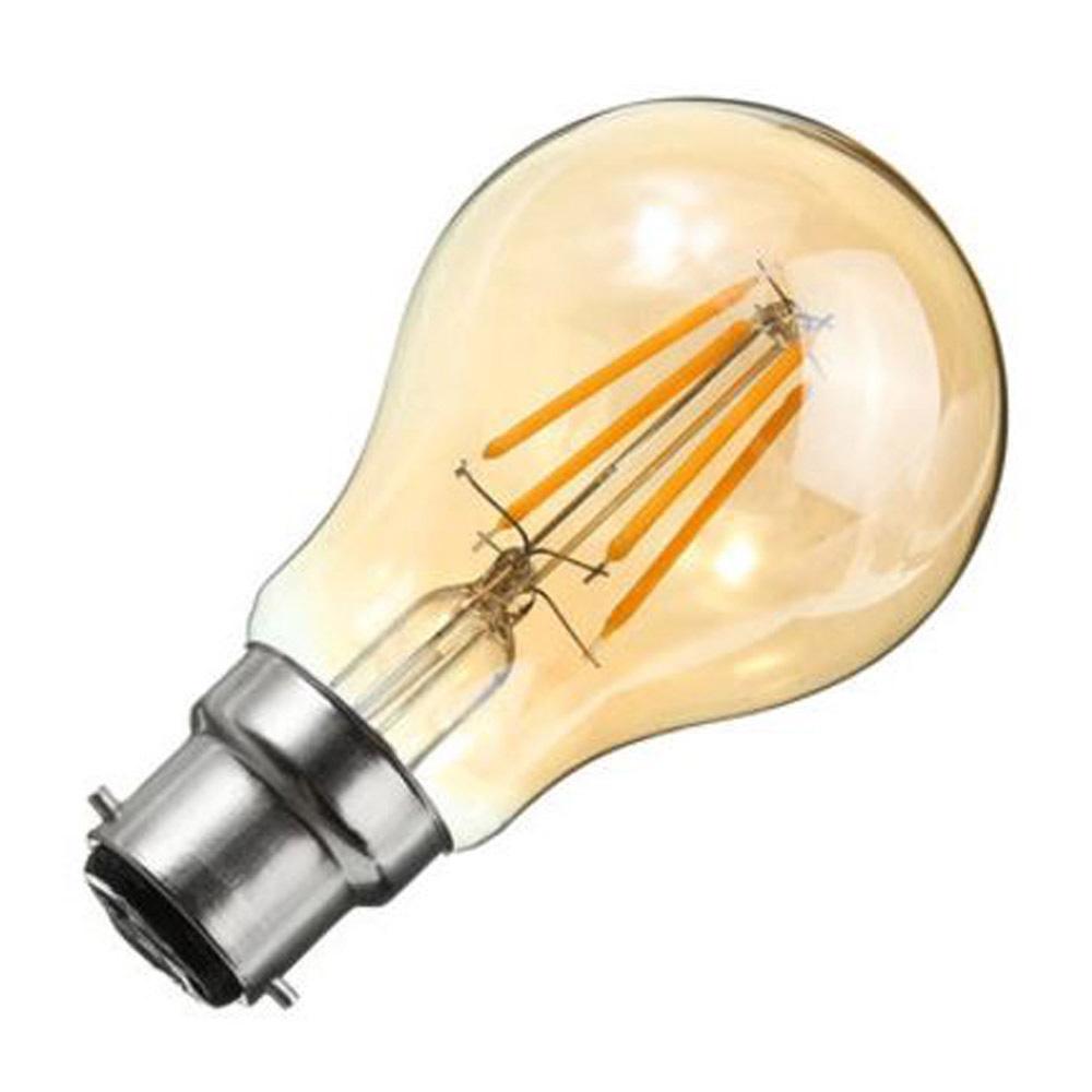 A60 B22 4W Dimmable Vintage Filament LED Bulb showcasing its classic design and warm glow.