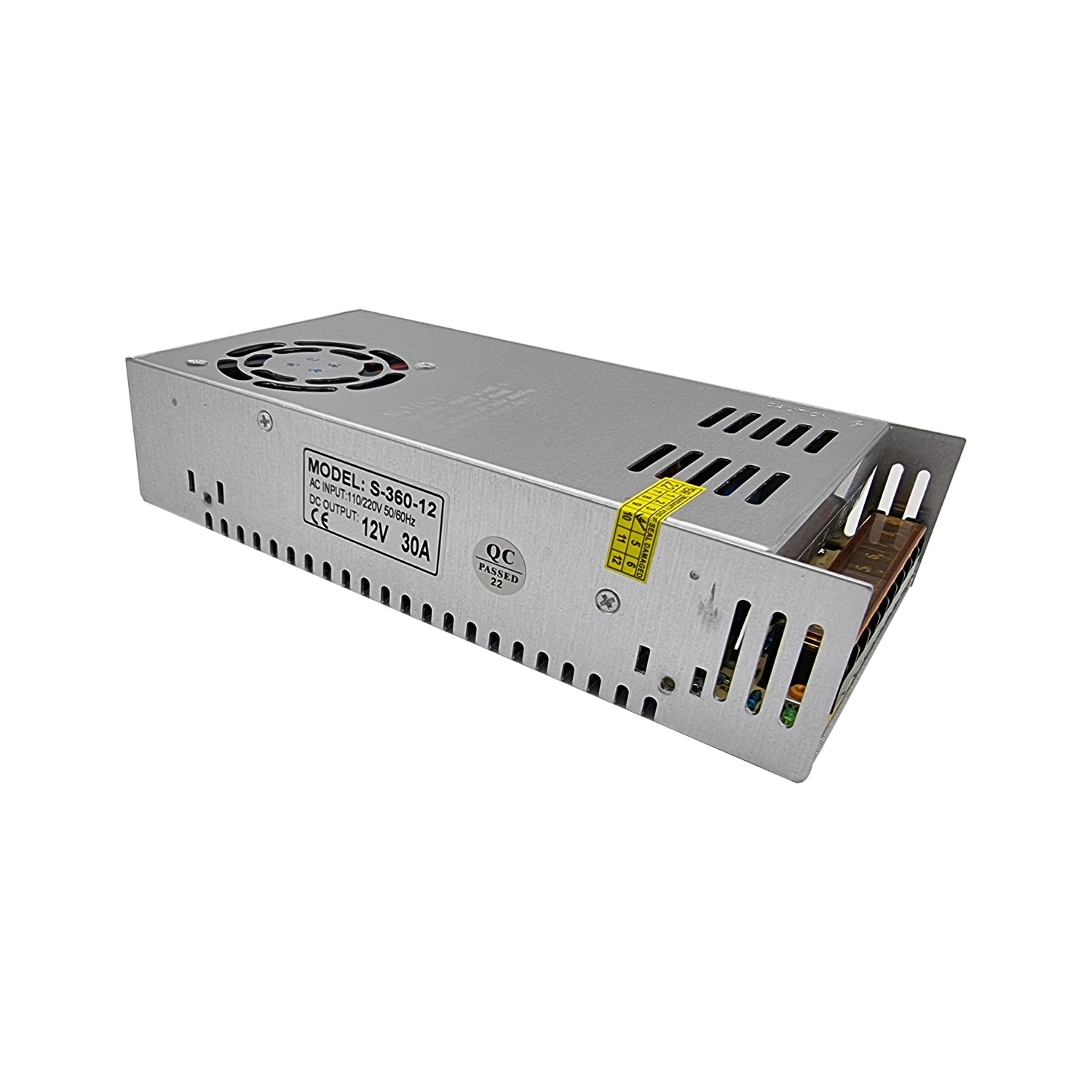 AC to DC transformer converting 100/240V to 12V, suitable for LED lighting applications.