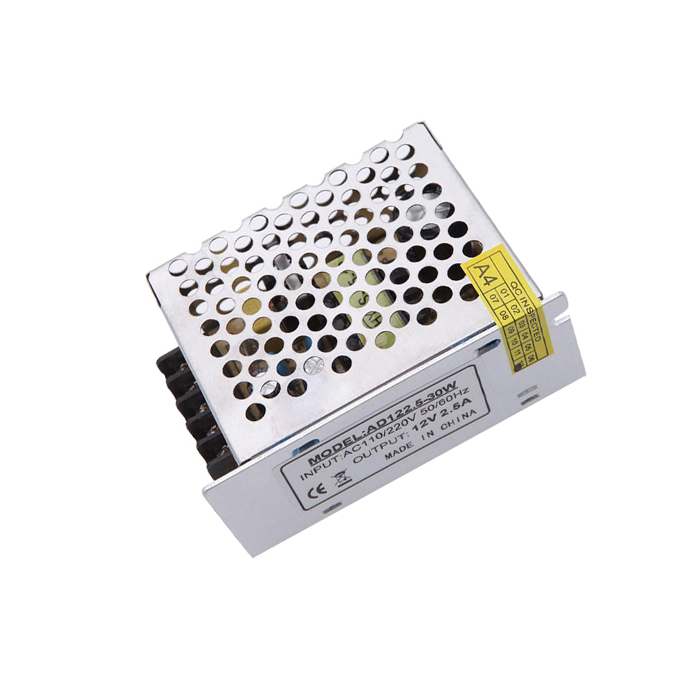 AC to DC transformer converting 100/240V to 12V, suitable for LED lighting applications.