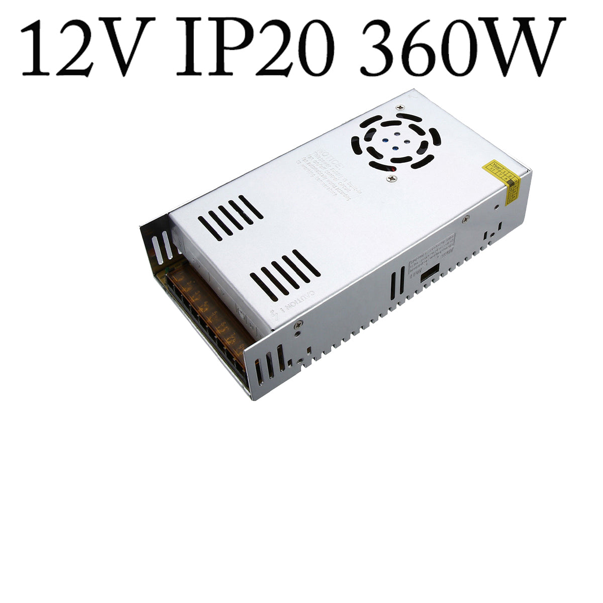 AC to DC transformer converting 100/240V to 12V, suitable for LED lighting applications.