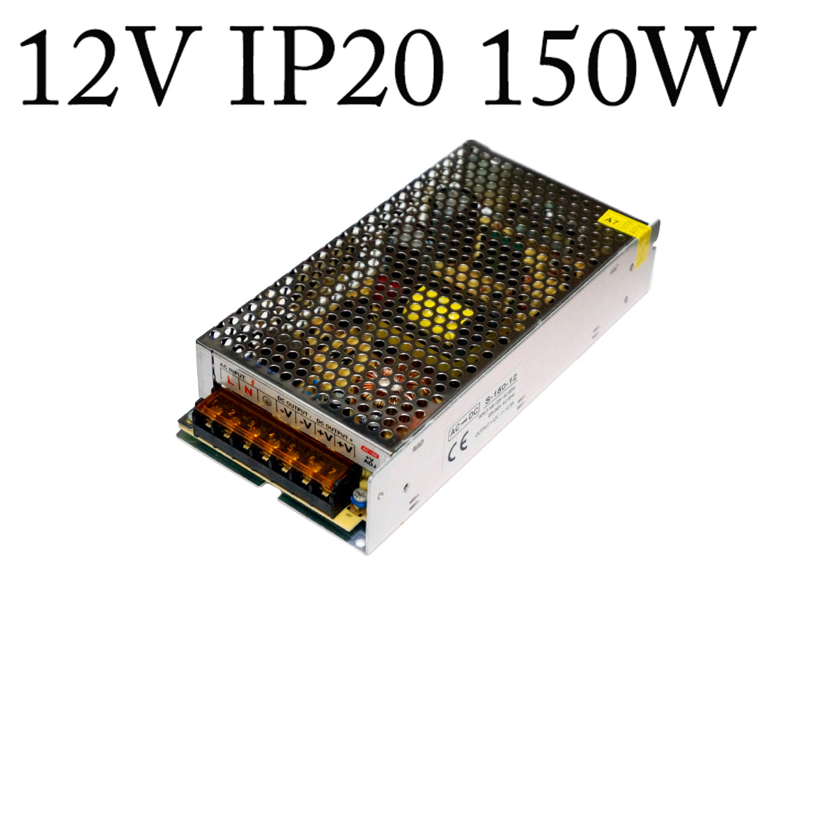 AC to DC transformer converting 100/240V to 12V, suitable for LED lighting applications.