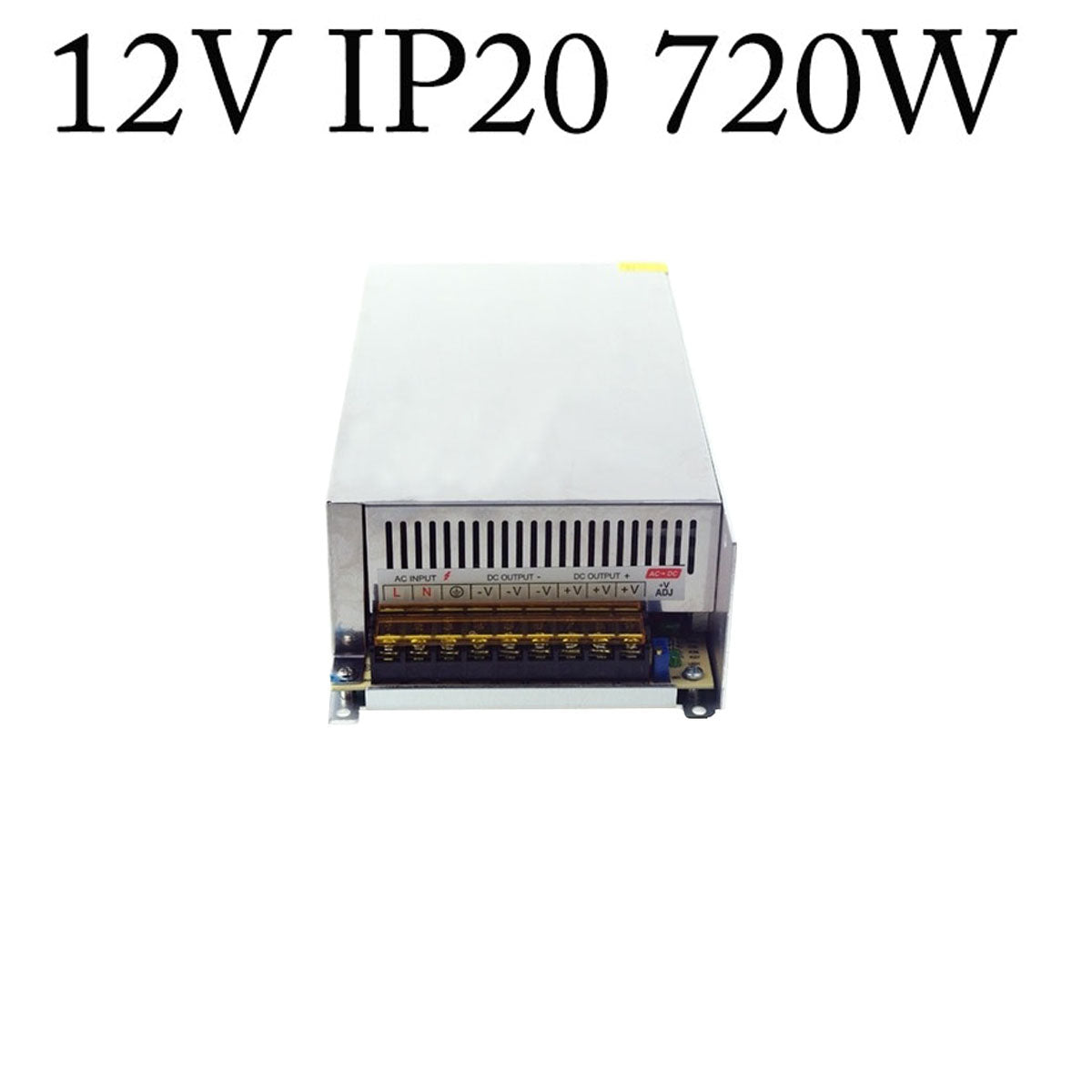 AC to DC transformer converting 100/240V to 12V, suitable for LED lighting applications.