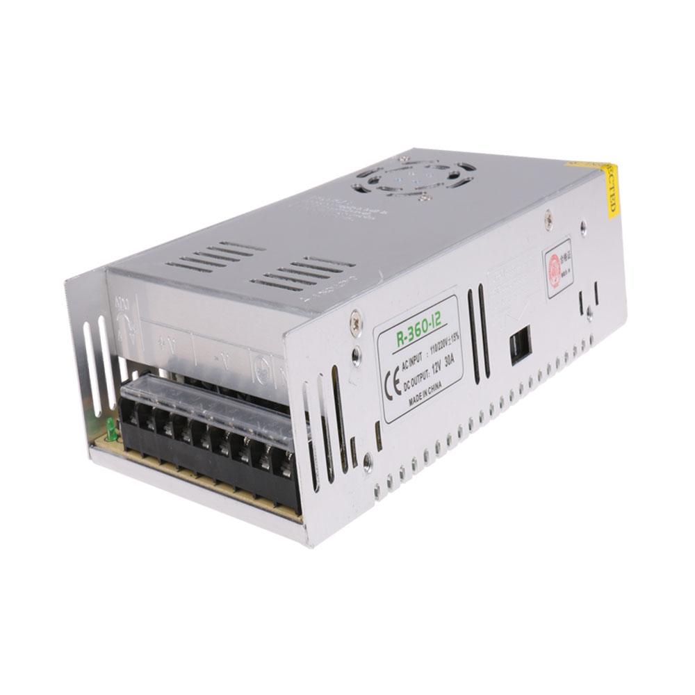 AC 100/240V to DC12V 360W regulated switching power supply driver with enclosed design for safety.