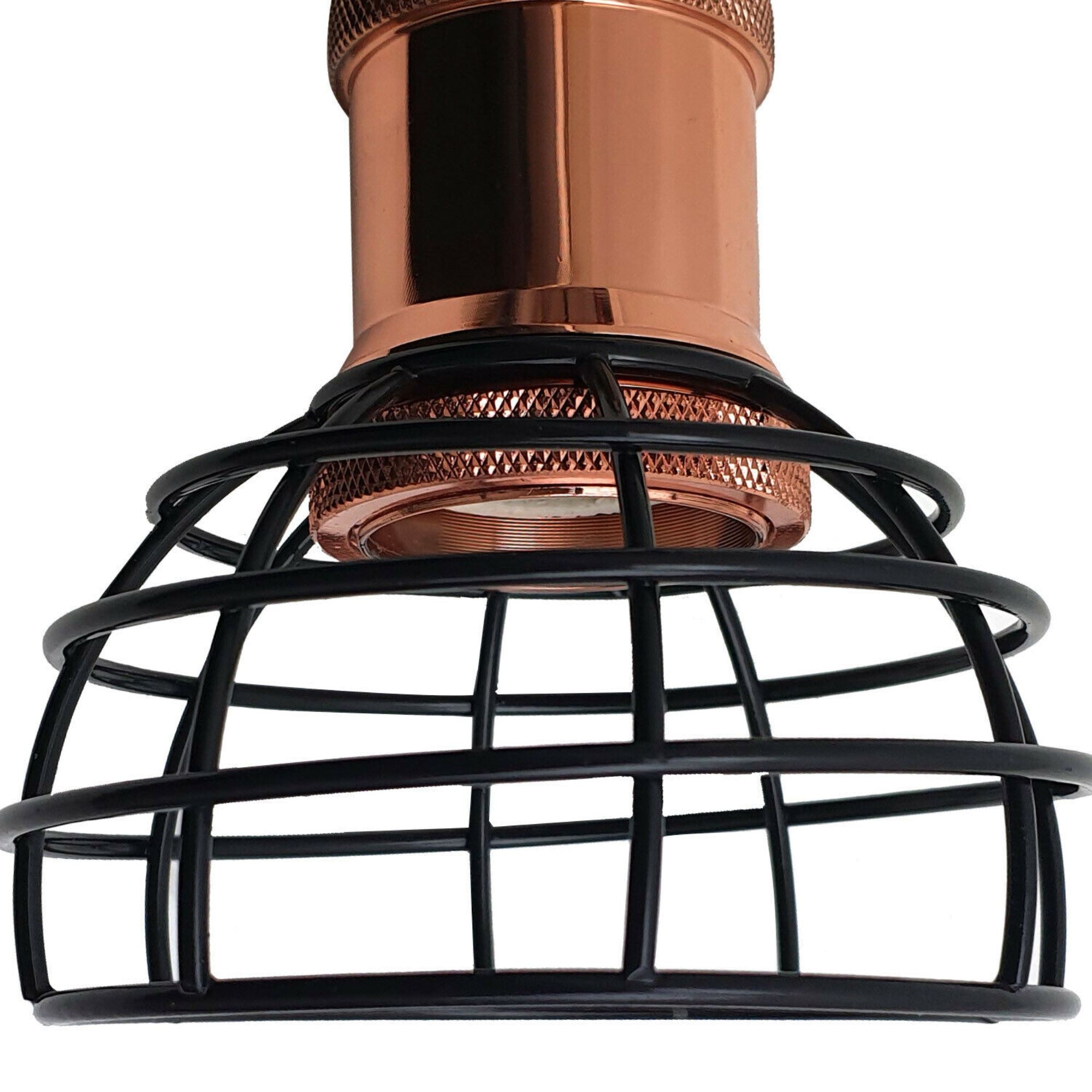 Adjustable Light Bed Living Room Light featuring a retro design with three light cages and a black and rose gold finish.