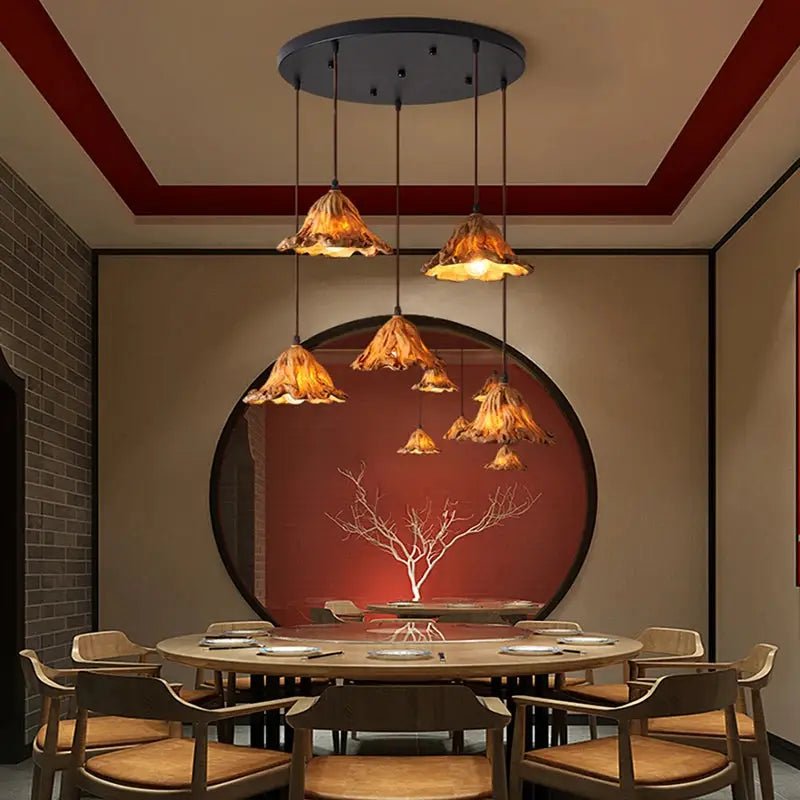 Akio Ceiling Light showcasing elegant Japanese design with a brown and white finish, perfect for modern home decor.