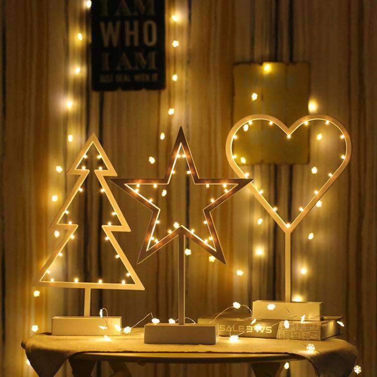 AMZER Romantic Shapes LED String Holiday Light featuring flexible copper wire in star, Christmas tree, and heart shapes, ideal for festive decorations.