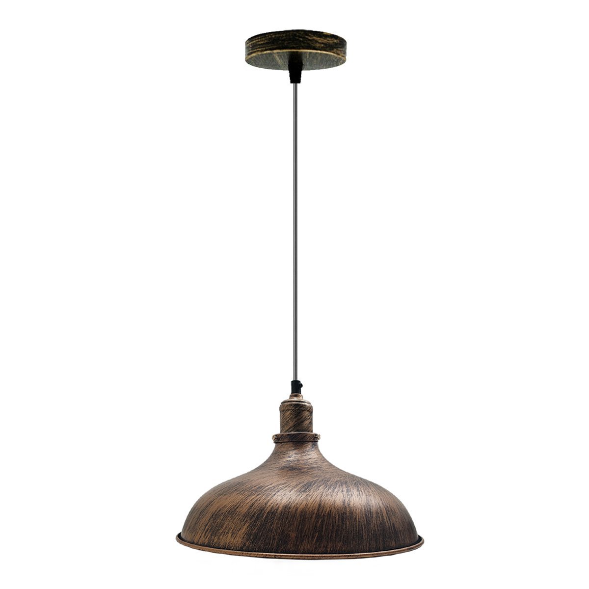 Antique Industrial Metal Brass Pendant Light showcasing a vintage design with a metal lampshade and adjustable cable, perfect for living rooms.