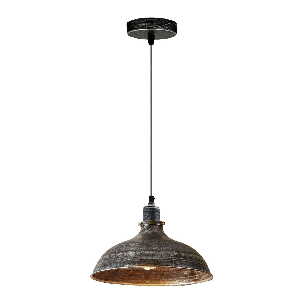 Antique Industrial Metal Brass Pendant Light showcasing a vintage design with a metal lampshade and adjustable cable, perfect for living rooms.