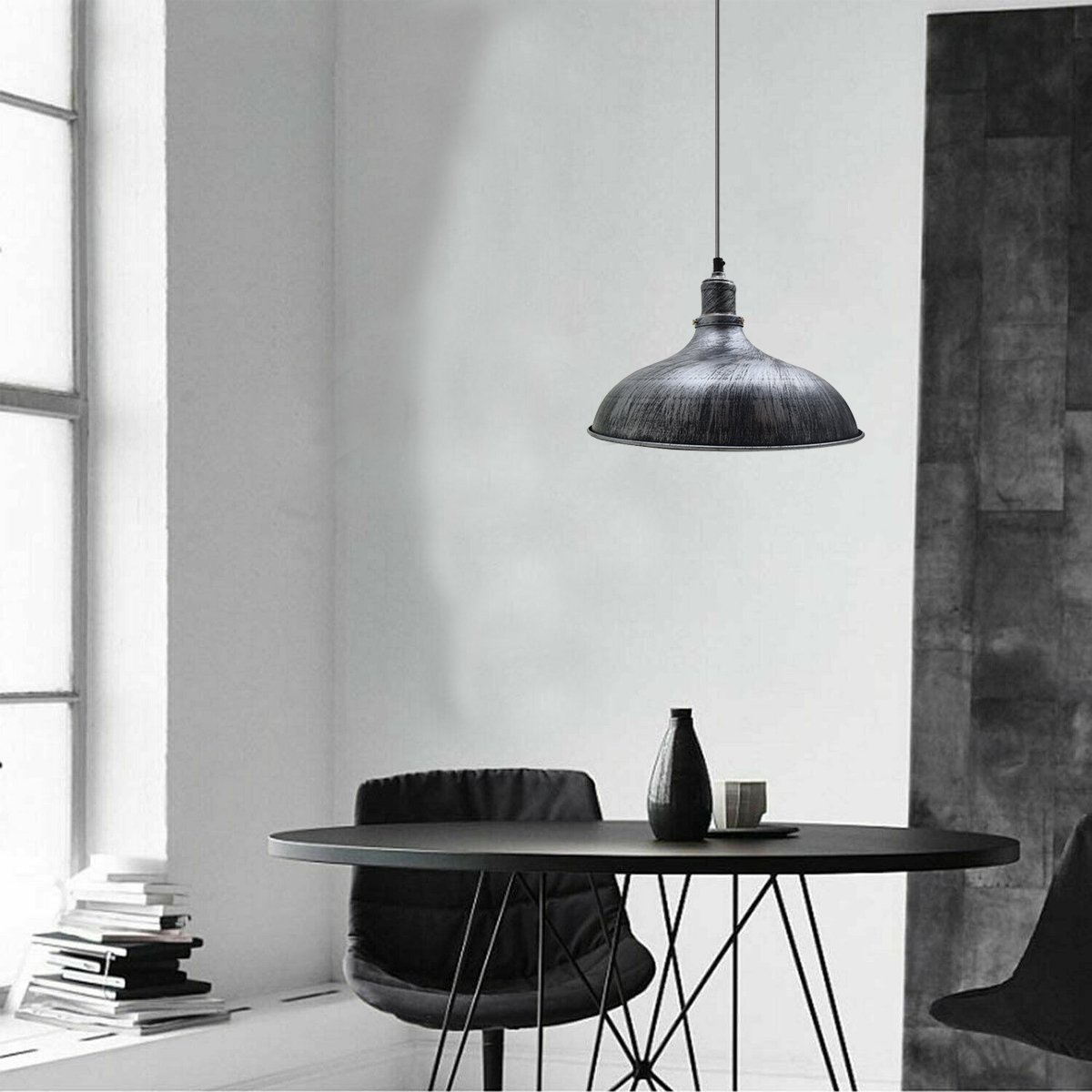 Antique Industrial Metal Brass Pendant Light showcasing a vintage design with a metal lampshade and adjustable cable, perfect for living rooms.