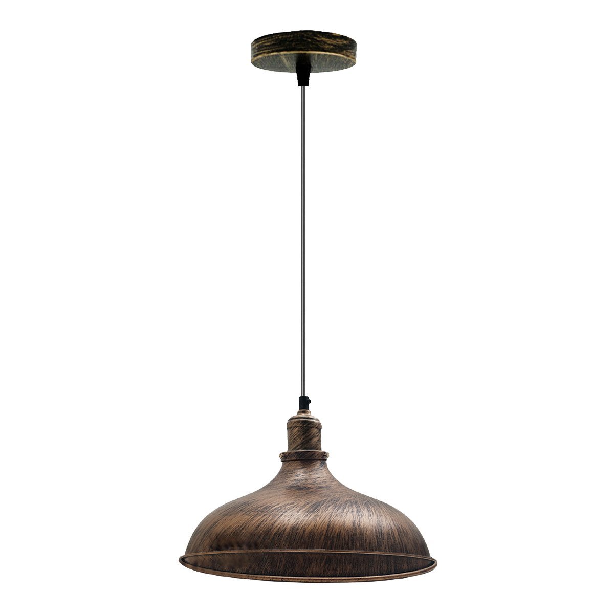 Antique Industrial Metal Brass Pendant Light showcasing a vintage design with a metal lampshade and adjustable cable, perfect for living rooms.