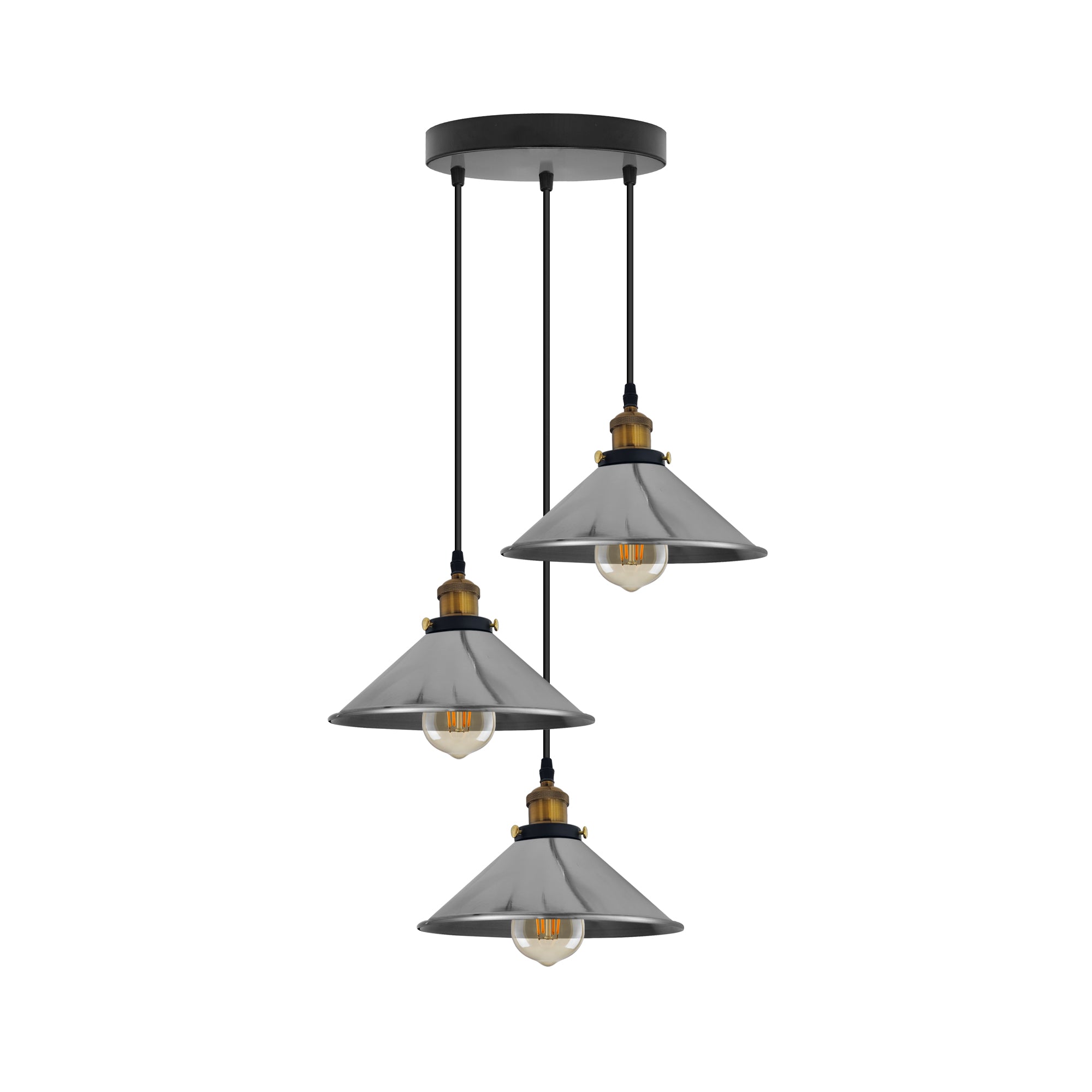 Best Hanging Light Fixture ~1420 with chrome finish and three E27 lamp holders, perfect for indoor use.