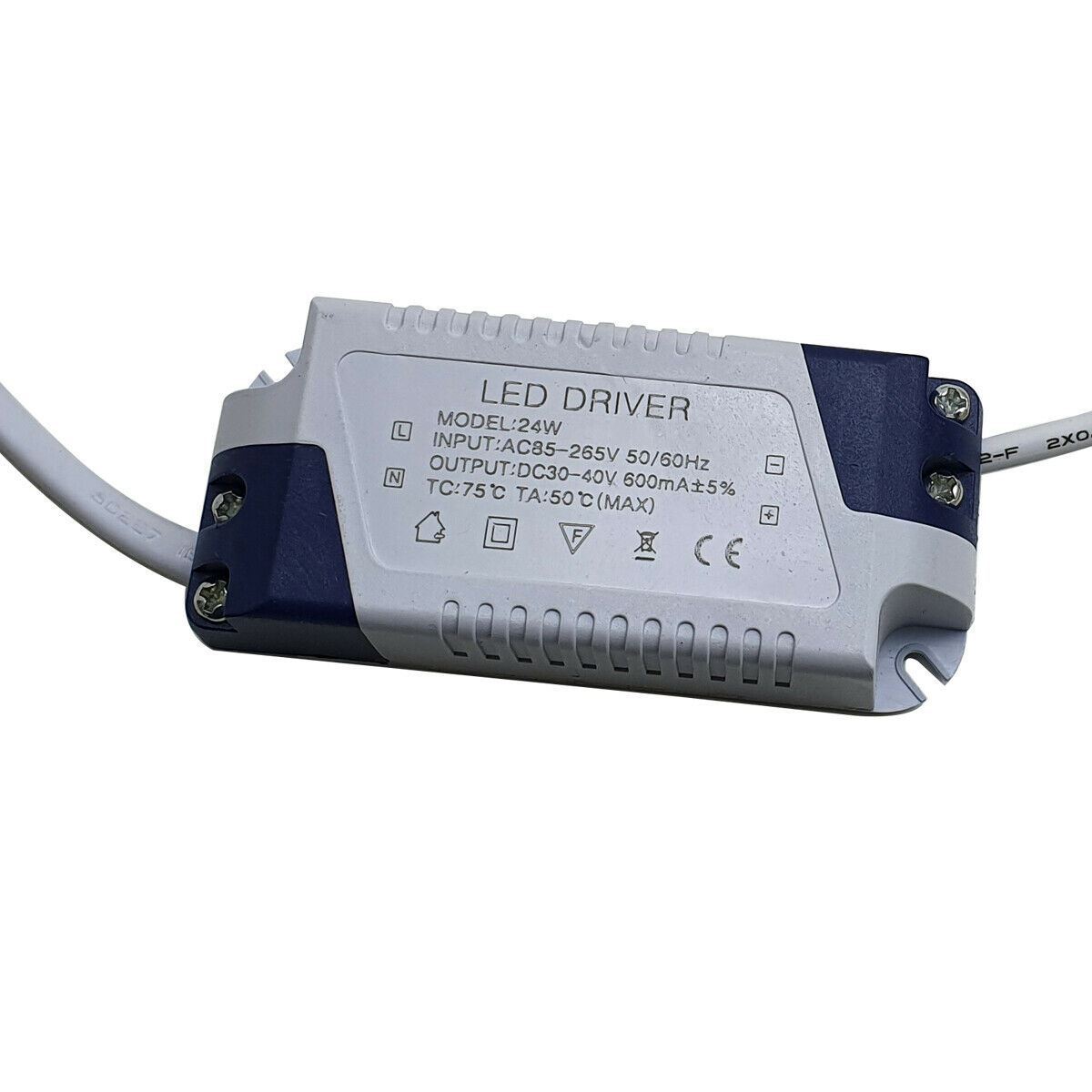 Black and white LED transformer designed for constant current output, suitable for various indoor lighting applications.