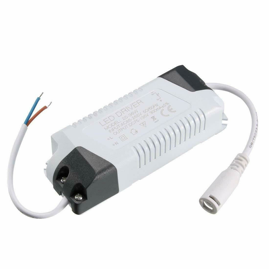 Black and white LED transformer designed for constant current output, suitable for various indoor lighting applications.