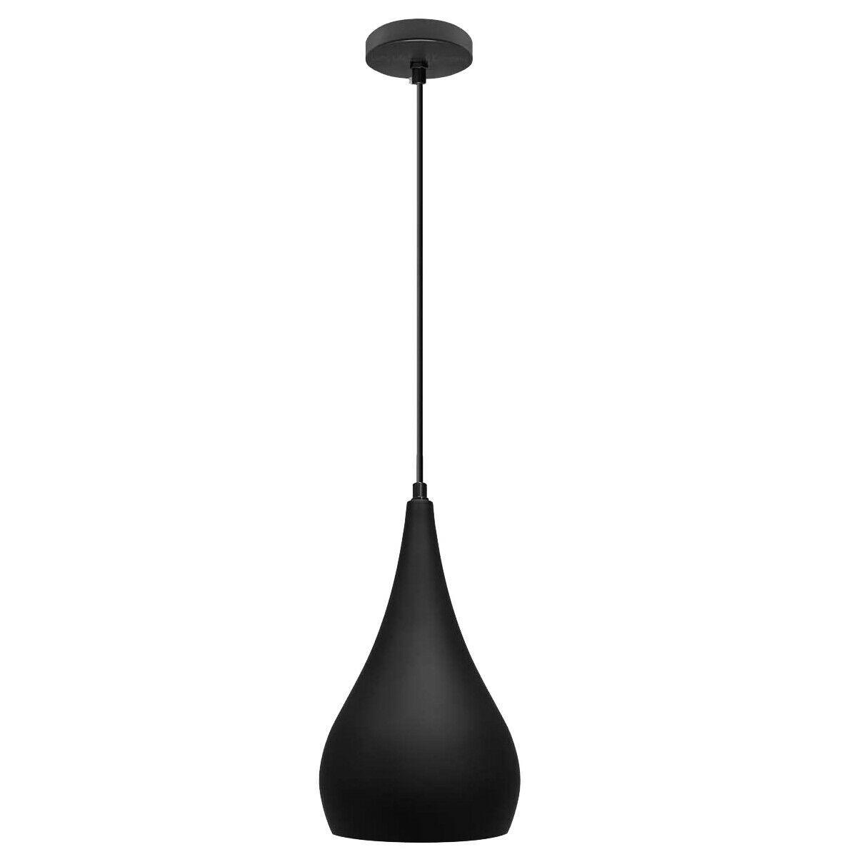 Black and orange industrial teardrop pendant ceiling light with brushed nickel finish, showcasing a modern design suitable for various interiors.