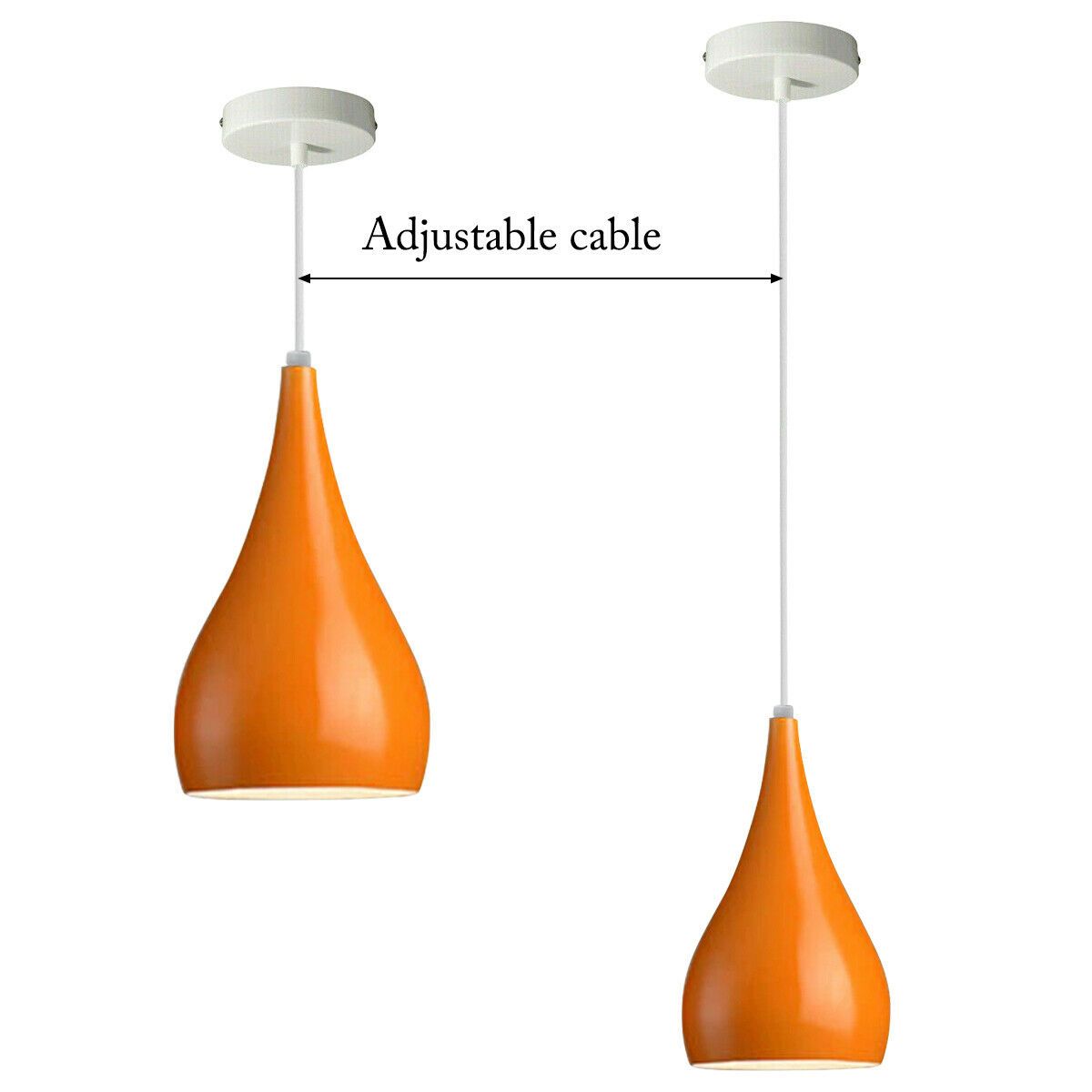 Black and orange industrial teardrop pendant ceiling light with brushed nickel finish, showcasing a modern design suitable for various interiors.