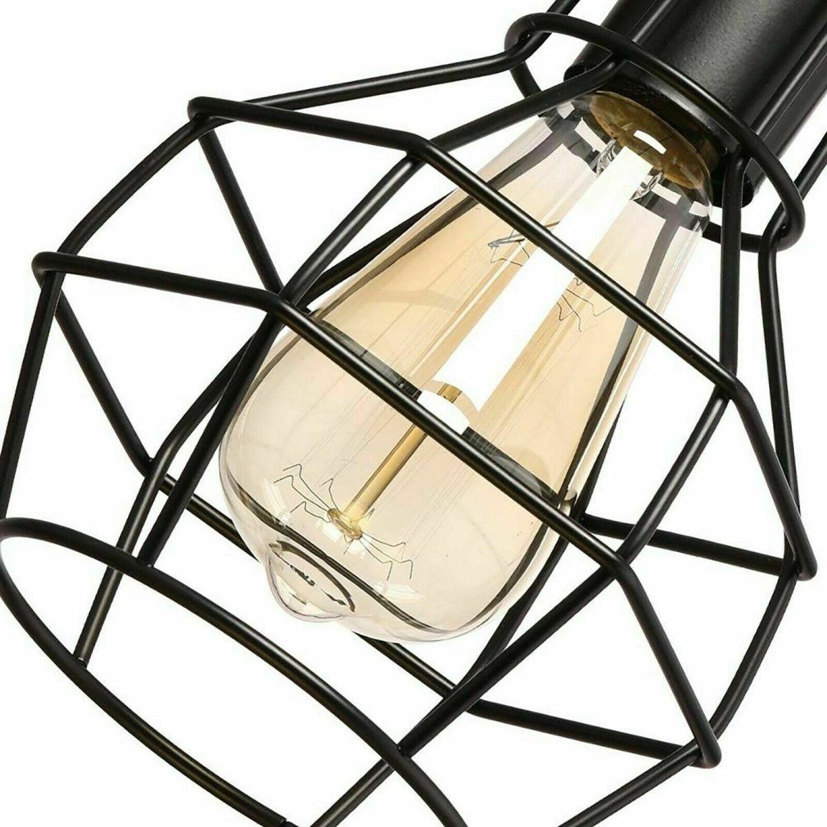 Black Spider Chandelier featuring a wire cage design with six E27 lamp holders, perfect for stylish home decor.