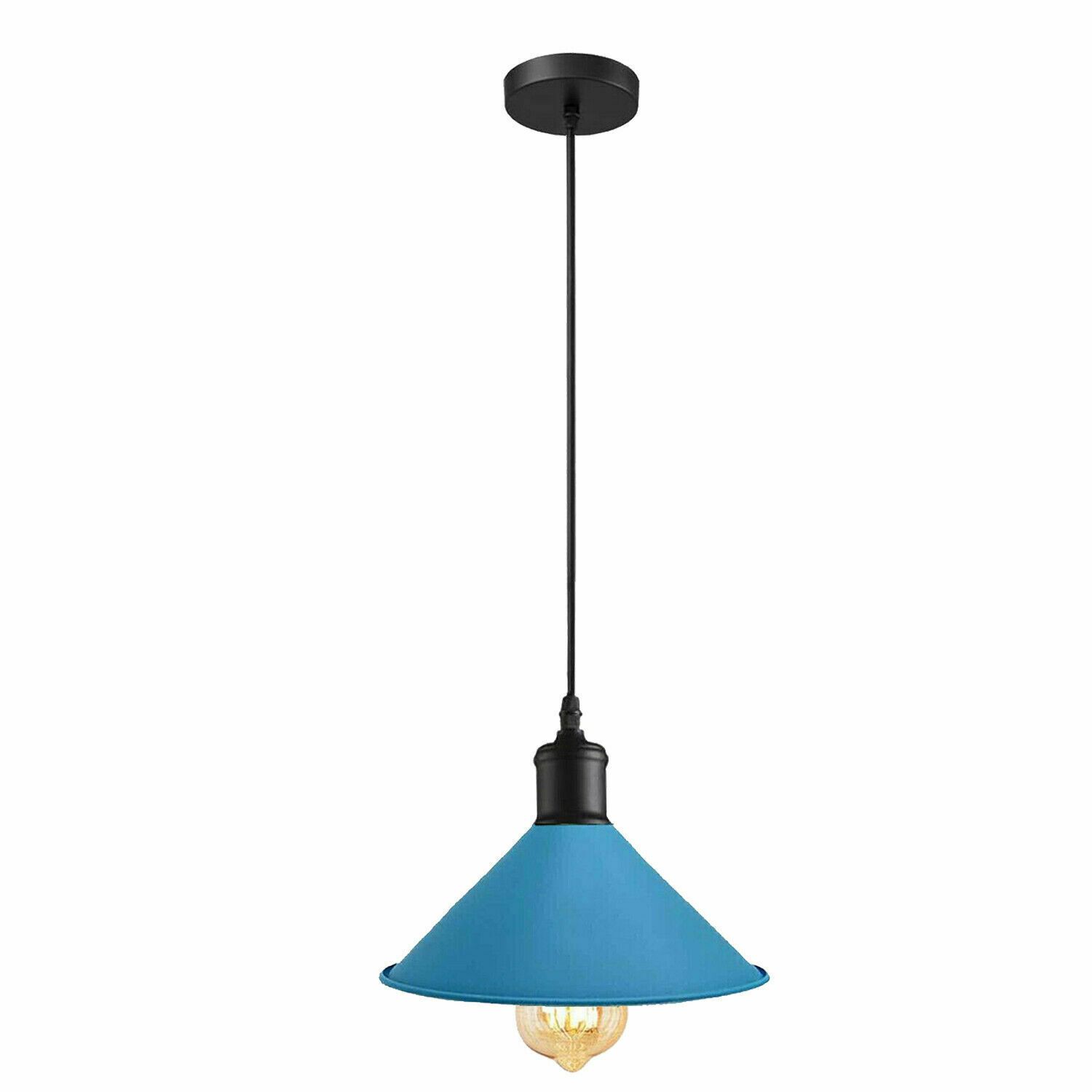 Blue Pendant Lamp with industrial design, featuring a sturdy metal construction and a 95CM cable, perfect for modern home decor.