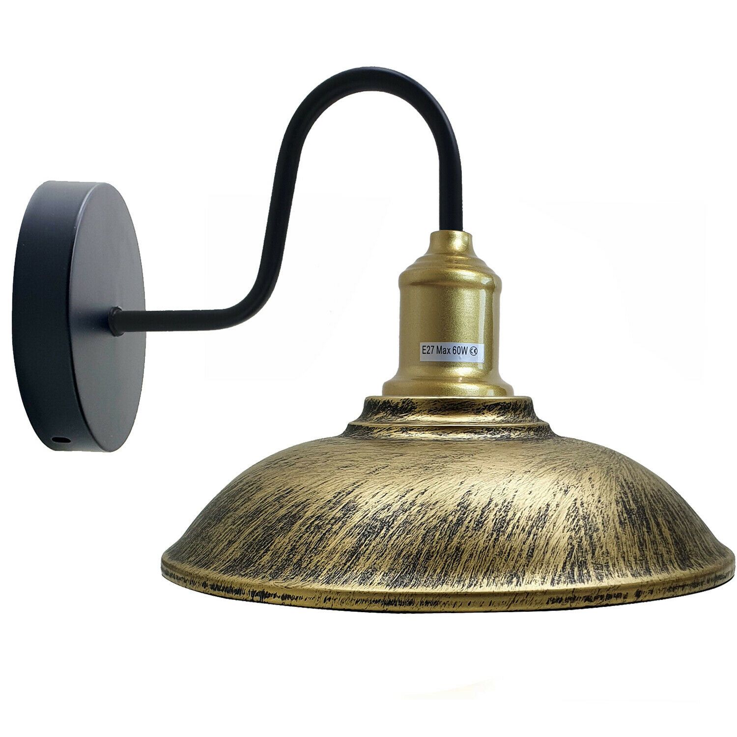 Bowl Shape Modern Vintage Retro Rustic Sconce Wall Light, featuring a metal shade and E27 holder, perfect for stylish home decor.