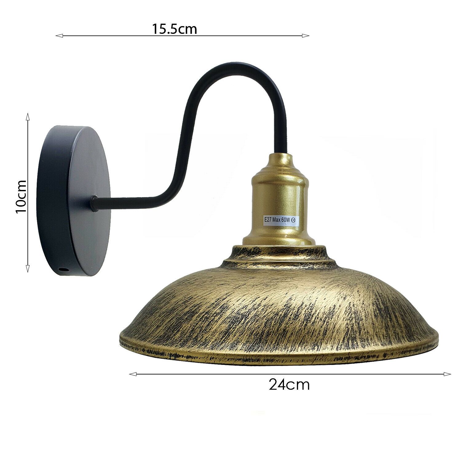 Bowl Shape Modern Vintage Retro Rustic Sconce Wall Light, featuring a metal shade and E27 holder, perfect for stylish home decor.