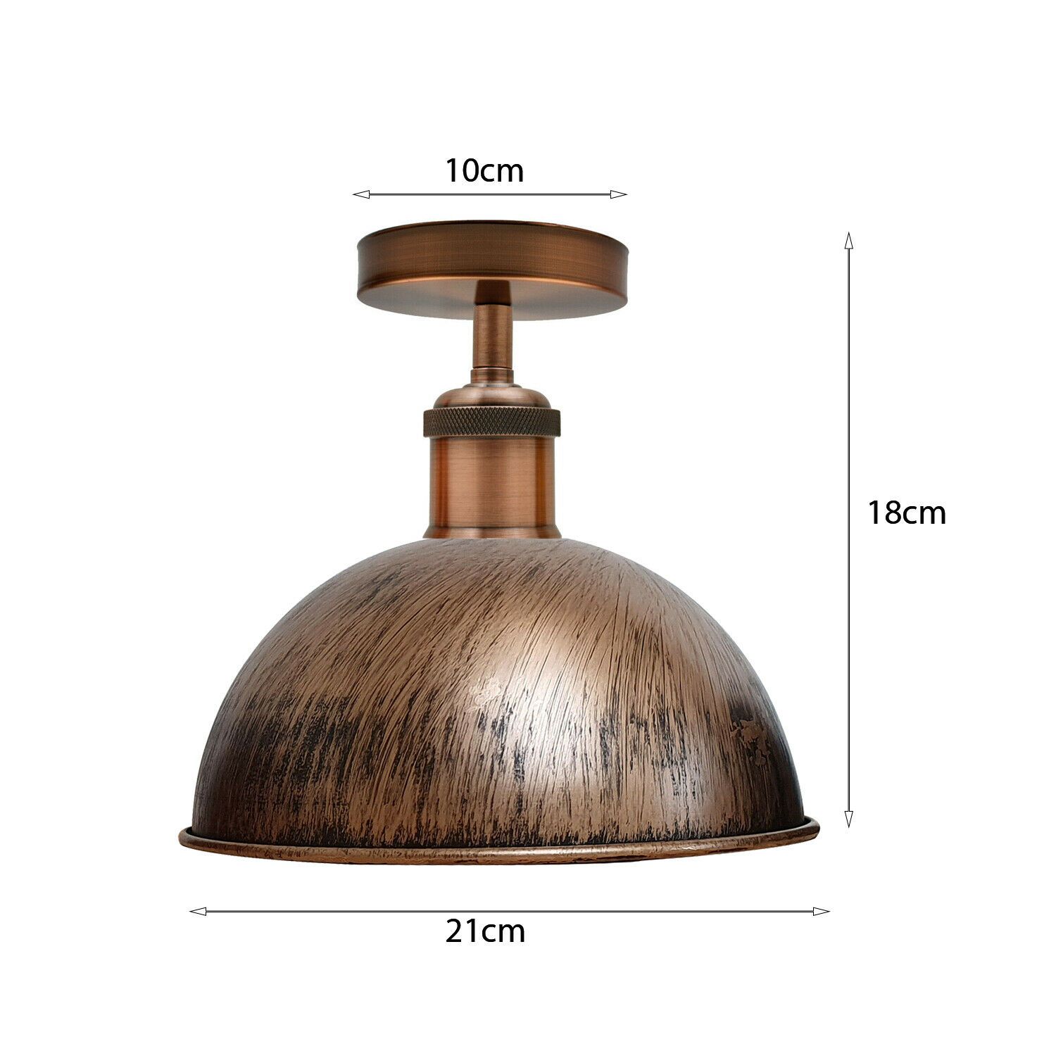 Brushed copper vintage retro flush mount ceiling light showcasing rustic design and E27 lamp base.