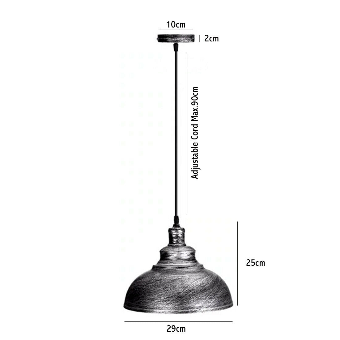 Brushed Silver Ceiling Pendant Retro Lamp with black fabric cable, showcasing its industrial design and vintage charm.