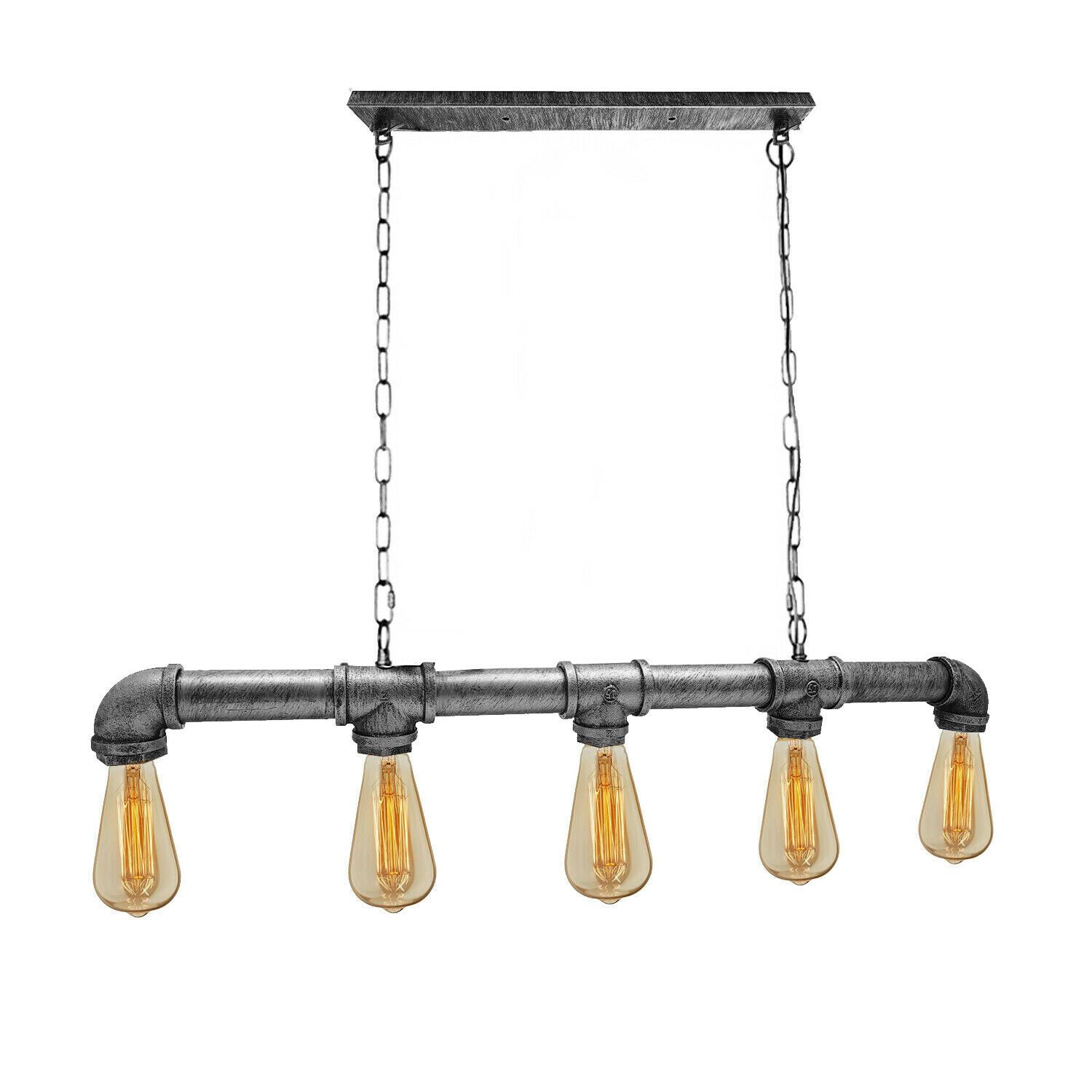 Brushed Silver Waterpipe Ceiling Light 5 Light Chandelier showcasing its industrial retro design and elegant finish.