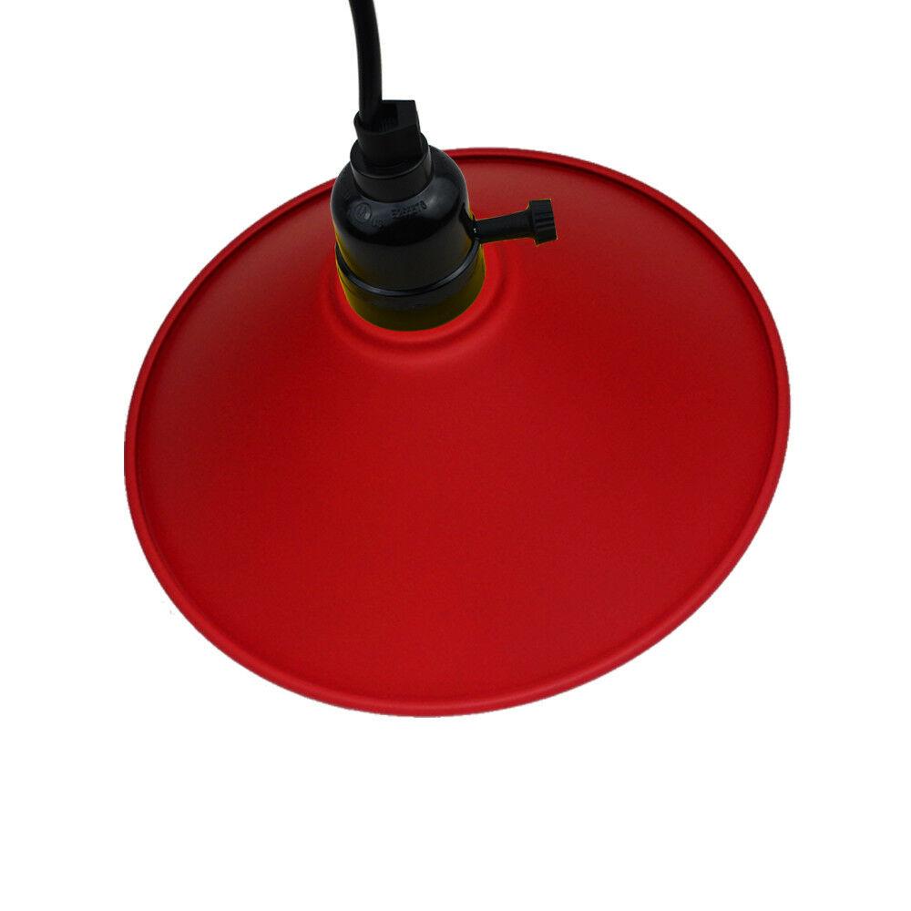 Modern red ceiling chandelier lampshade with black fabric wire, showcasing vintage charm and industrial design.