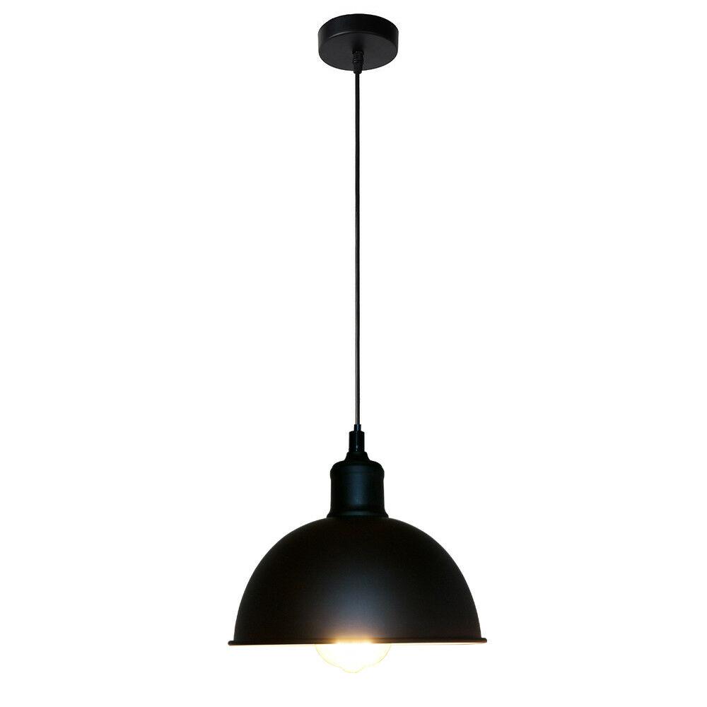 Vintage Industrial Retro Loft Pendant Light with black shade and fabric-covered wire, perfect for stylish home decor.