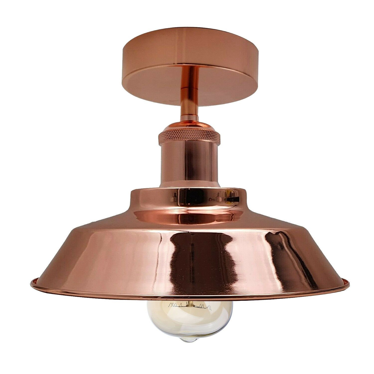 Retro flush mount ceiling lamp shade in rose gold, featuring an E27 base and elegant design, perfect for home decor.