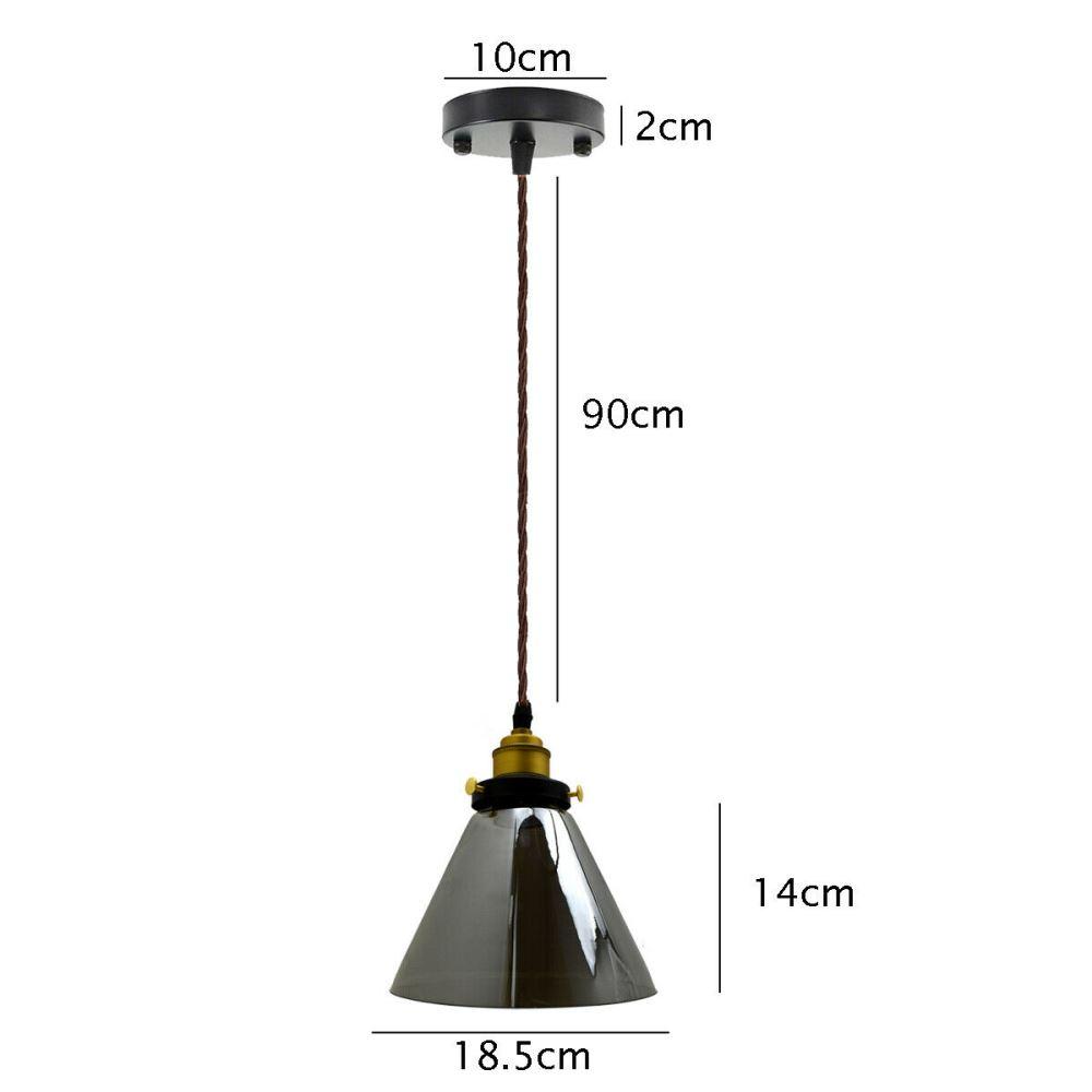 Cone shape modern industrial ceiling light shade made of glass, featuring an adjustable cord and E27 base for versatile lighting options.