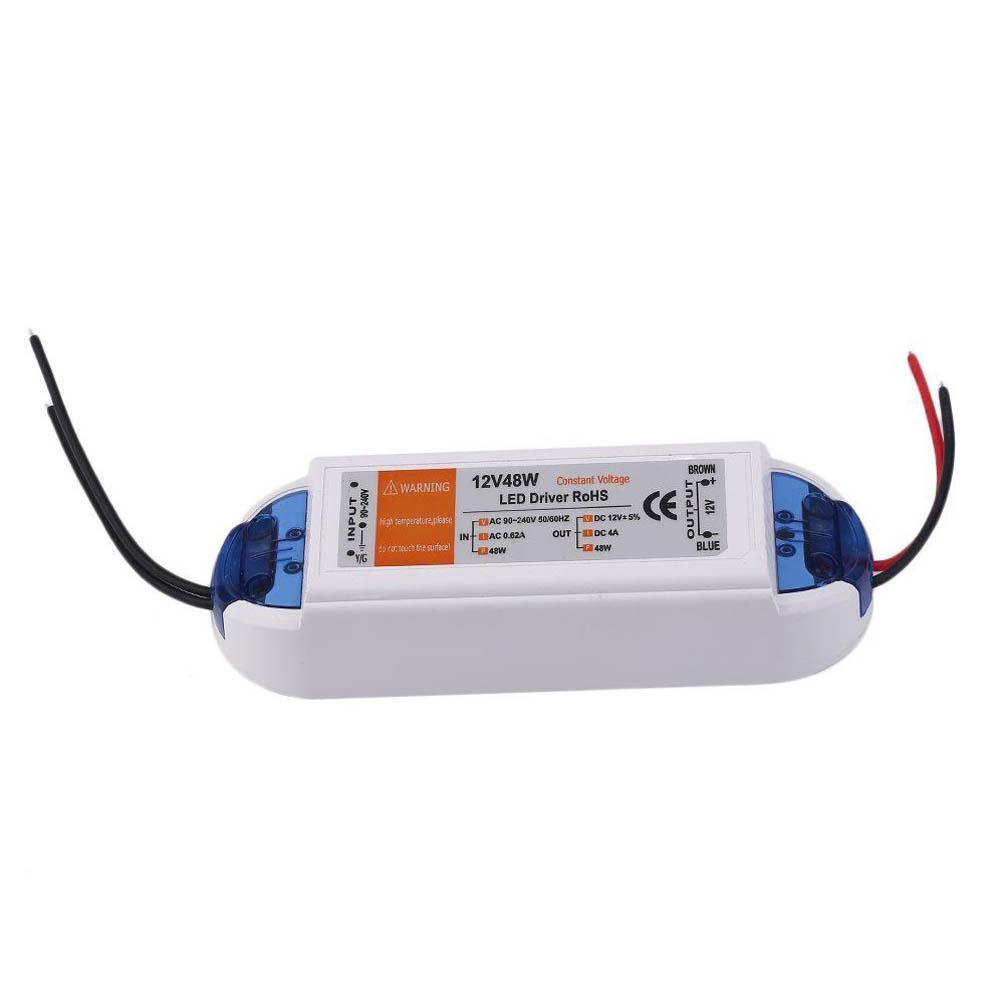 Constant Voltage LED Driver AC 90-240V to DC 12V 4A 48W Power Supply with specifications and features highlighted.