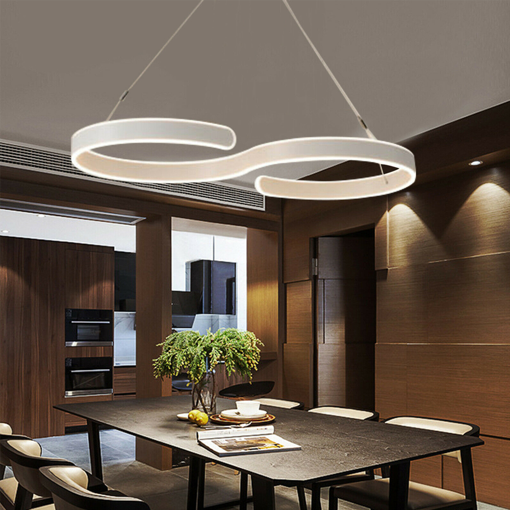 Contemporary Acrylic LED Swirl Shaped Light Fixture in white, showcasing its elegant design and smooth finish.