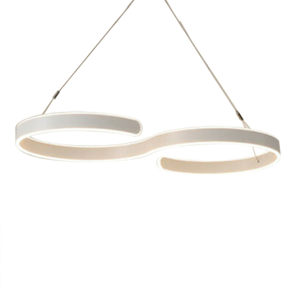 Contemporary Acrylic LED Swirl Shaped Light Fixture in white, showcasing its elegant design and smooth finish.