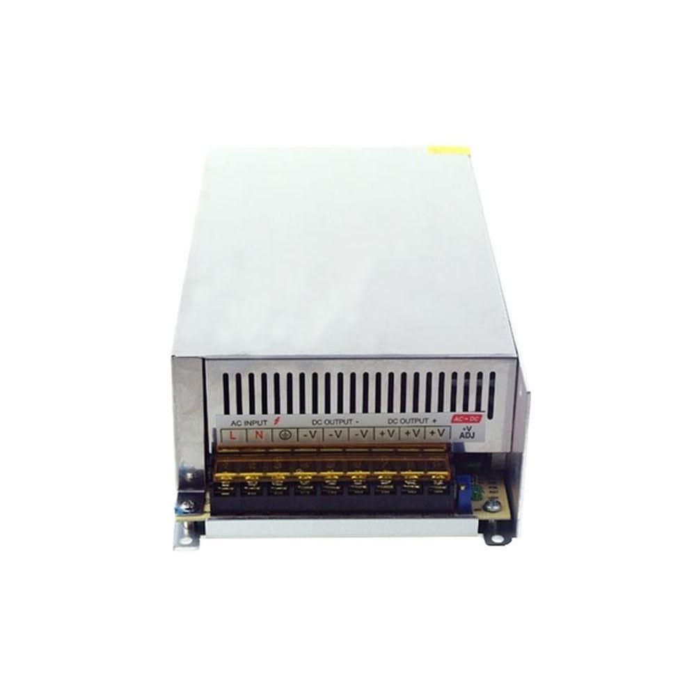 DC 12V 1 Amp - 60 Amp Switching Power Supply for LED strips and CCTV, featuring a durable metal casing and cooling fan.