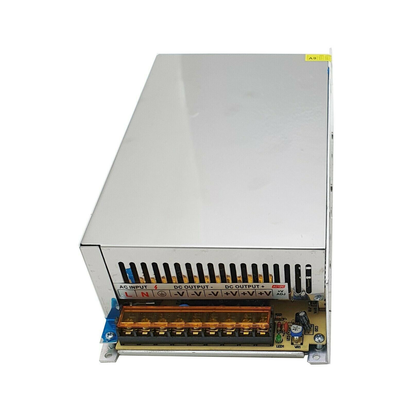 DC 12V 1 Amp - 60 Amp Switching Power Supply for LED strips and CCTV, featuring a durable metal casing and cooling fan.