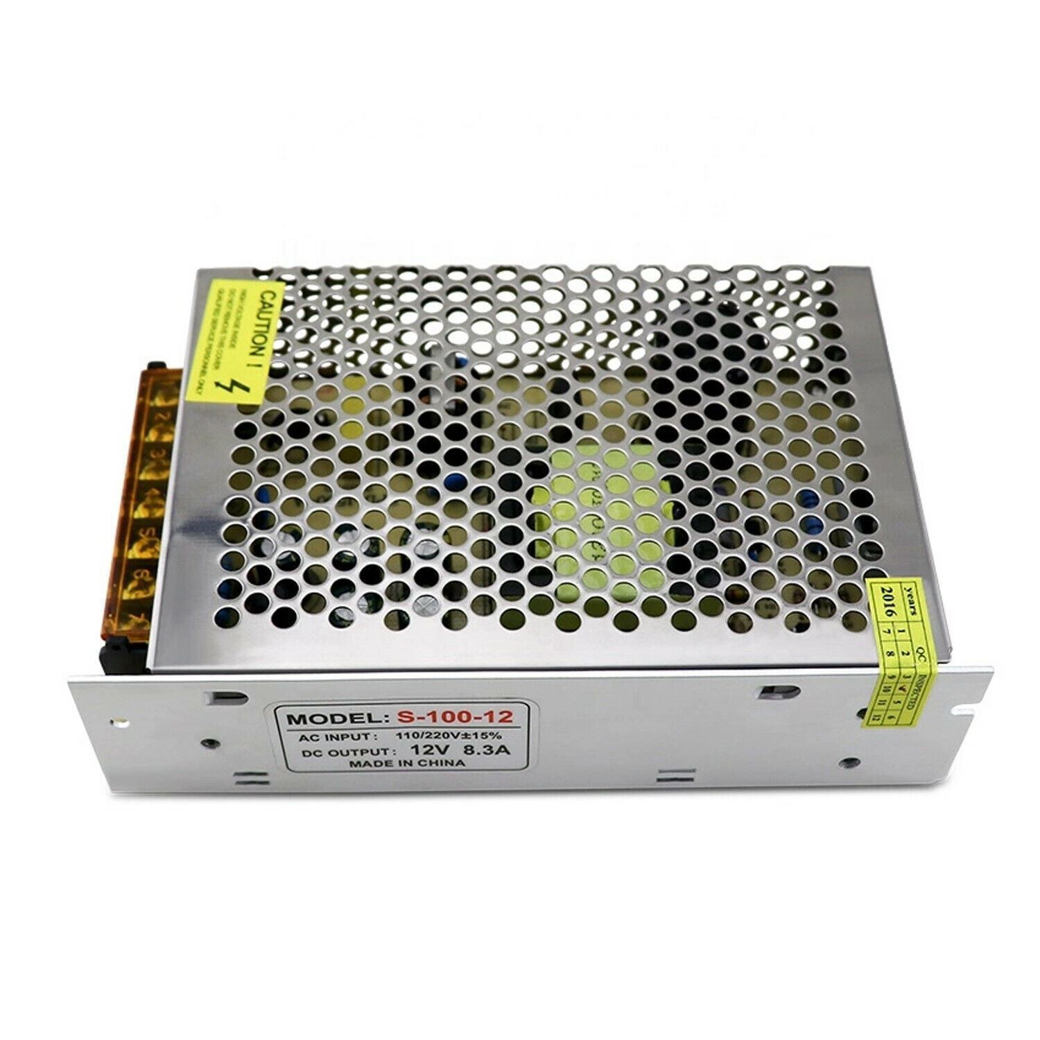 DC 12V 1 Amp - 60 Amp Switching Power Supply for LED strips and CCTV, featuring a durable metal casing and cooling fan.