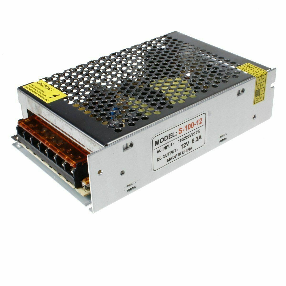 DC 12V 1 Amp - 60 Amp Switching Power Supply for LED strips and CCTV, featuring a durable metal casing and cooling fan.