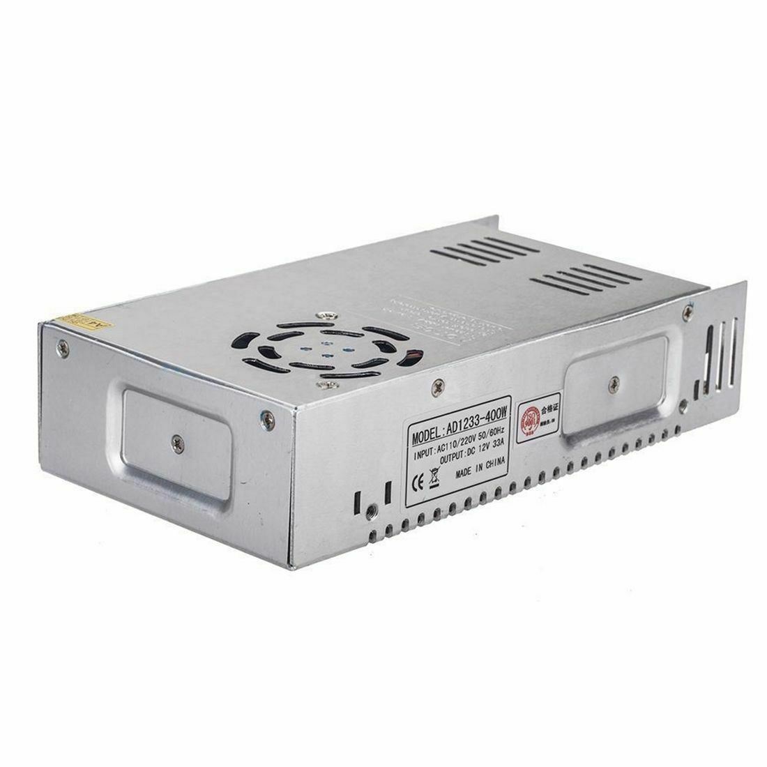 DC 12V 1 Amp - 60 Amp Switching Power Supply for LED strips and CCTV, featuring a durable metal casing and cooling fan.