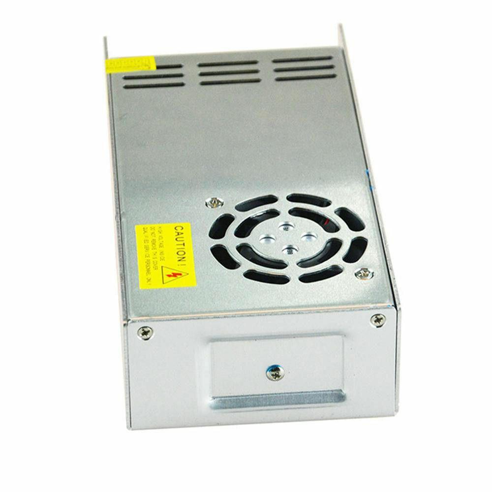 DC 12V 1 Amp - 60 Amp Switching Power Supply for LED strips and CCTV, featuring a durable metal casing and cooling fan.