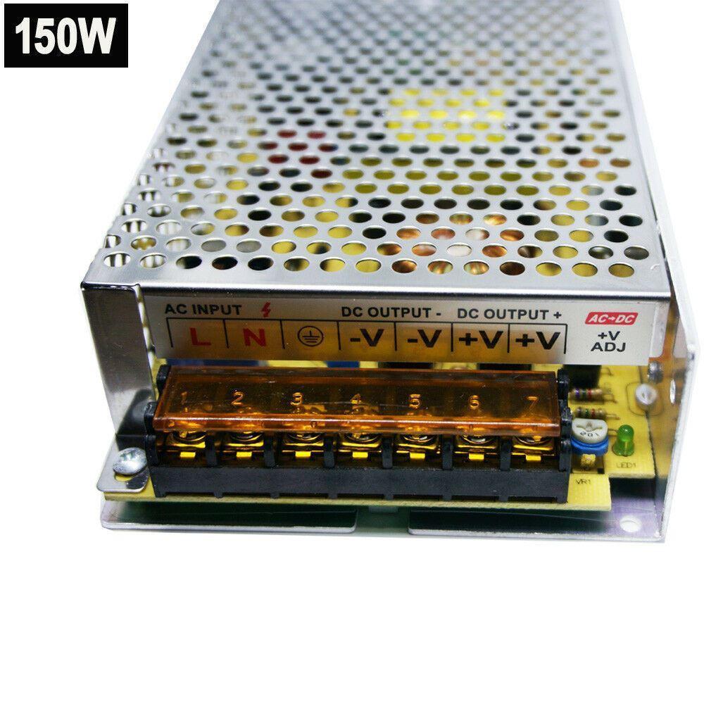 DC 12V 1 Amp - 60 Amp Switching Power Supply for LED strips and CCTV, featuring a durable metal casing and cooling fan.