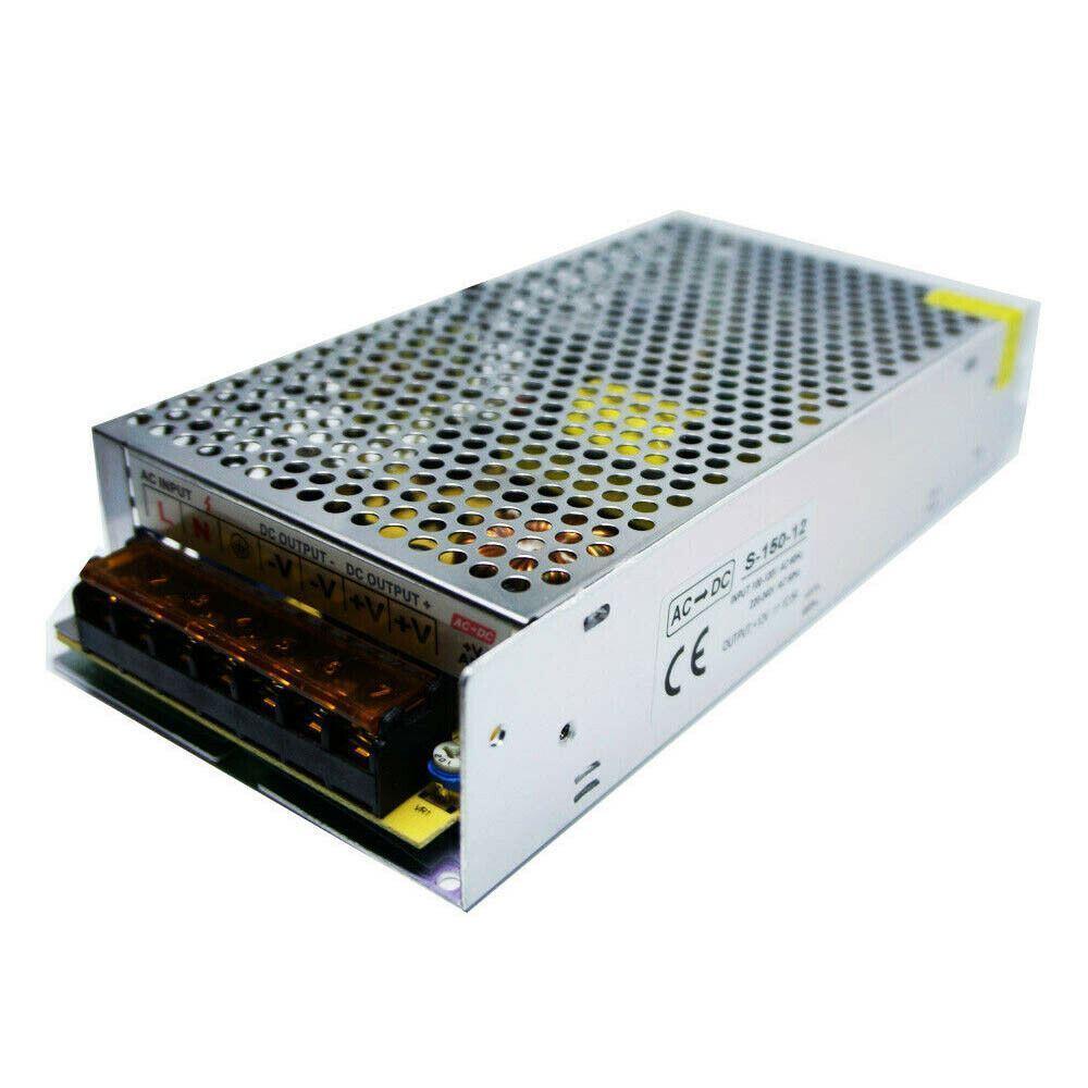 DC 12V 1 Amp - 60 Amp Switching Power Supply for LED strips and CCTV, featuring a durable metal casing and cooling fan.