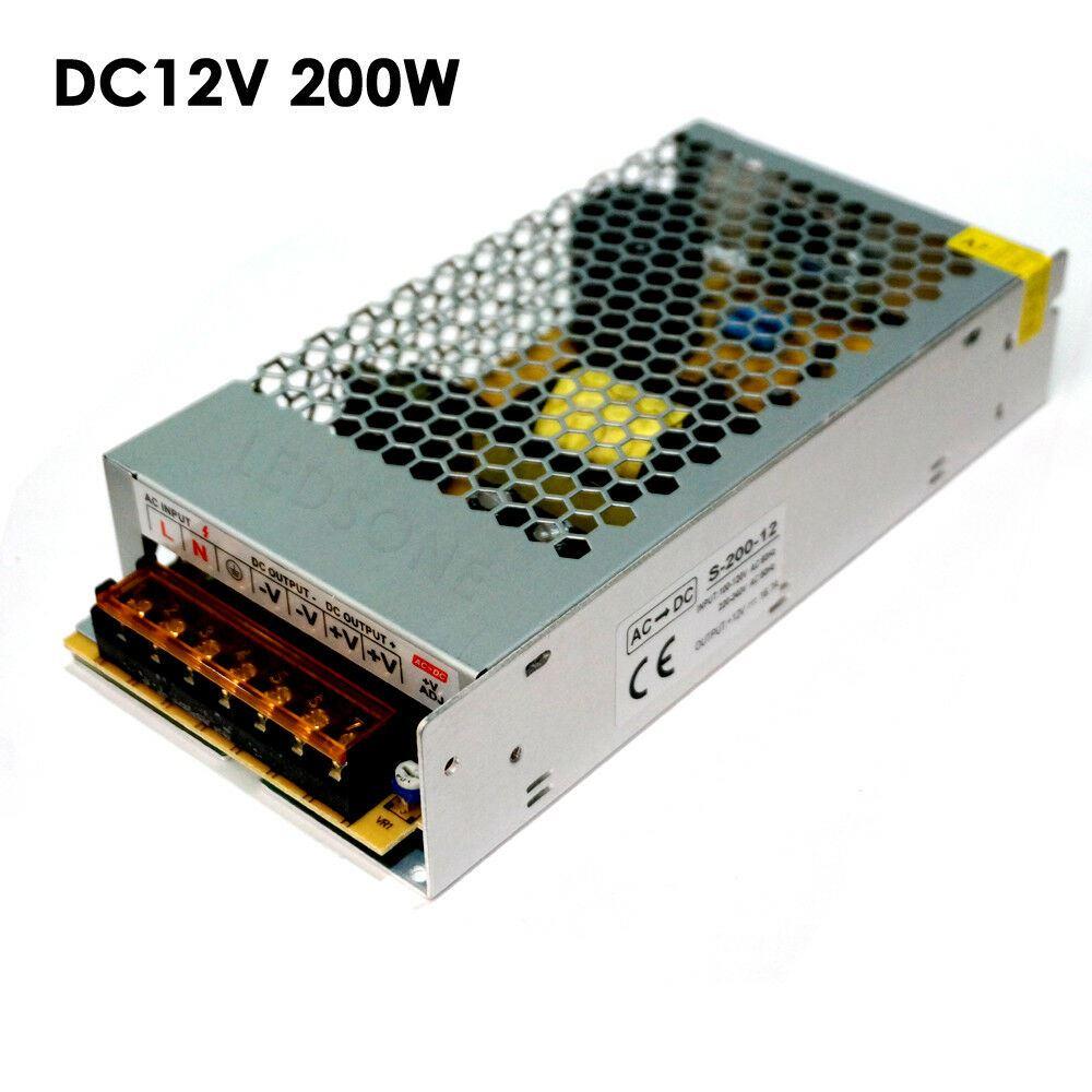 DC 12V 1 Amp - 60 Amp Switching Power Supply for LED strips and CCTV, featuring a durable metal casing and cooling fan.