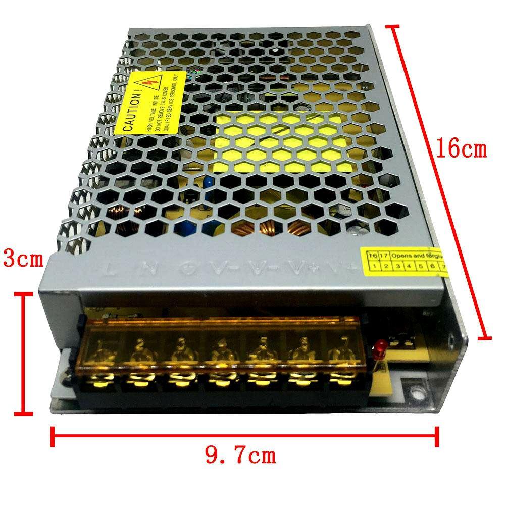 DC 12V 1 Amp - 60 Amp Switching Power Supply for LED strips and CCTV, featuring a durable metal casing and cooling fan.